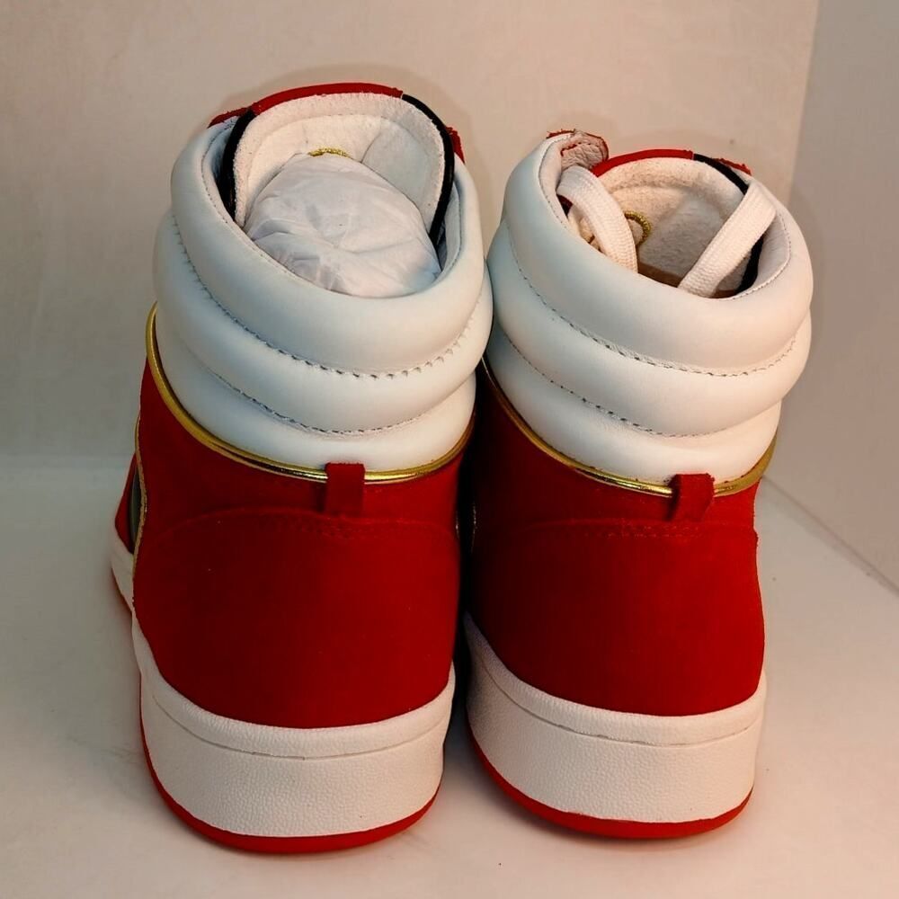 Cali Designer Freshy Mens New w/box Bounce Red & Black High Top Sneakers - Sz 10 - Picture 4 of 7